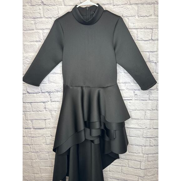 GS Love Unique Rare Black High Low Long Sleeve High Neck Formal Dress Plus SZ 1X - Picture 1 of 8